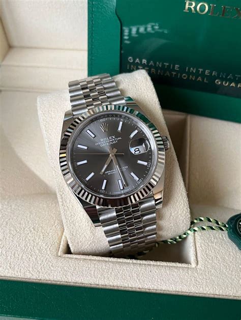 rolex datejust 41 rhodium dial fluted bezel